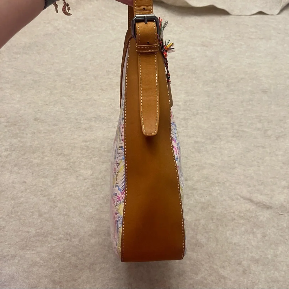 MYRA Desert Snow Animal Print Multicolor and Brown Leather Shoulder Zip Purse